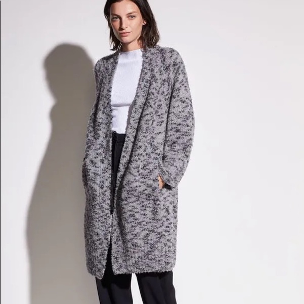 Vince grey wool long cardigan with belt Sz S